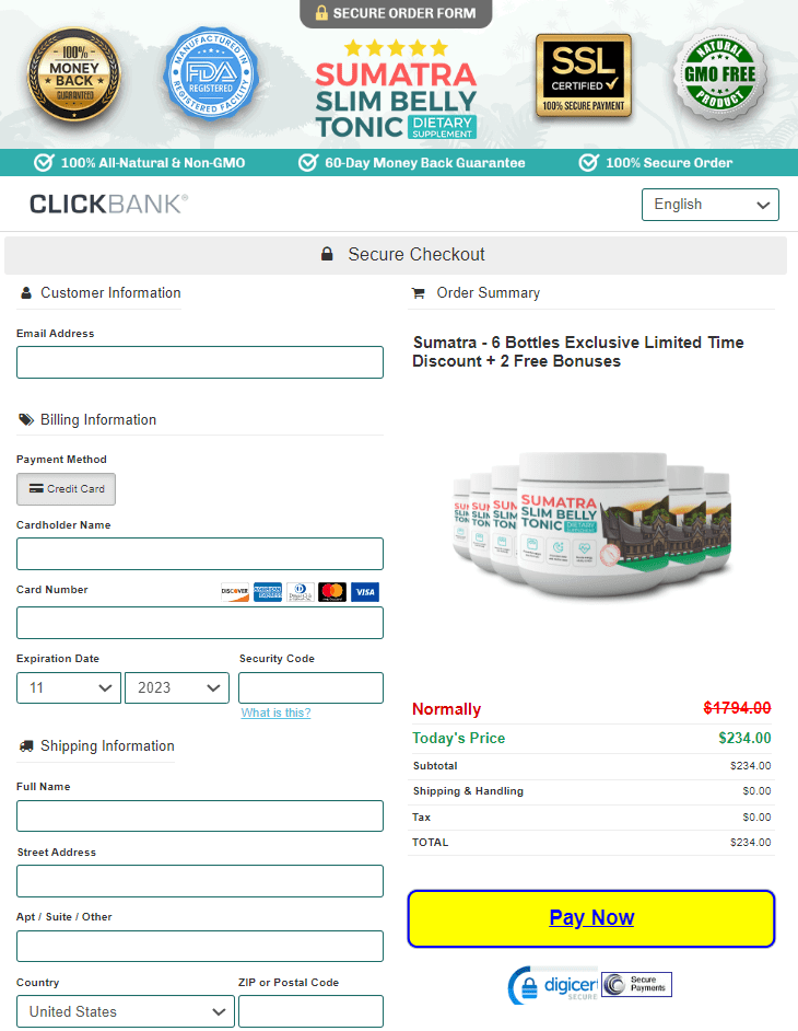 Sumatra Tonic order page